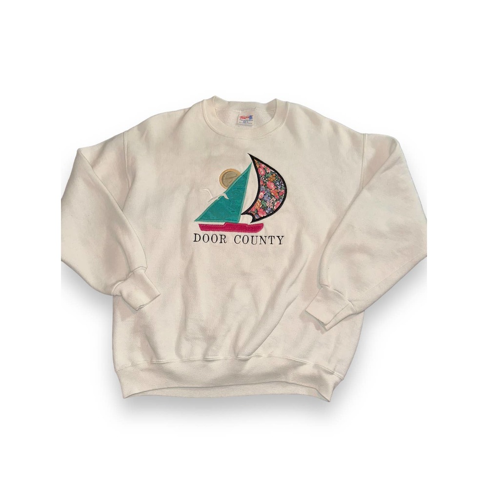 90s Sweatshirt Crewneck Door County Nautical‎ Tourist - XL